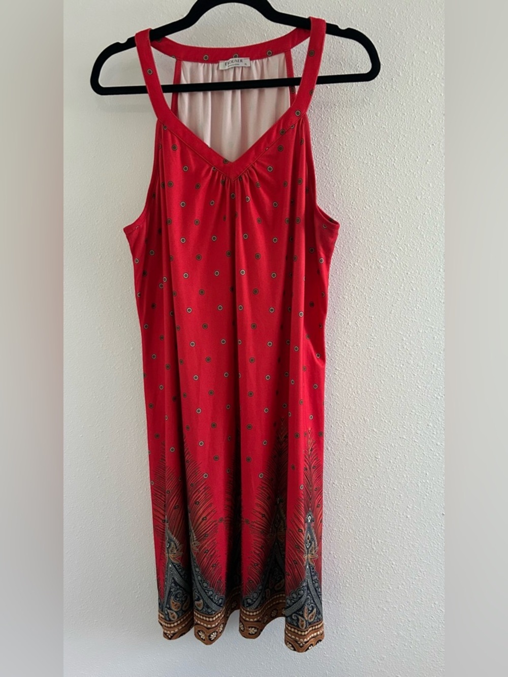 Ekouaer Sleeveless Red Midi Dress